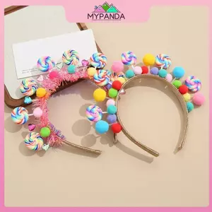 MYPANDA Hoạt Hình Mới Lollipop Băng Đô Quấn Tóc Kẹo Ngọt Băng Đô Quấn Tóc Trái Tim Nữ Tính Phụ Kiện Tóc Công Chúa.