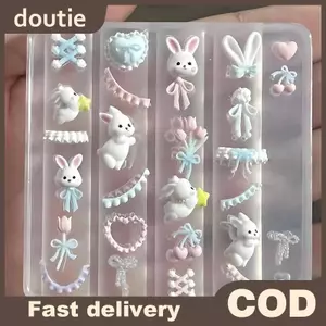 Doutie Ren Nơ Thỏ 3D Khuôn Silicon Móng Tay Nghệ Thuật Trang Trí Móng Tay DIY Thiết Kế Móng Tay Silicon Mẫu Móng Tay Khuôn Móng Tay VN