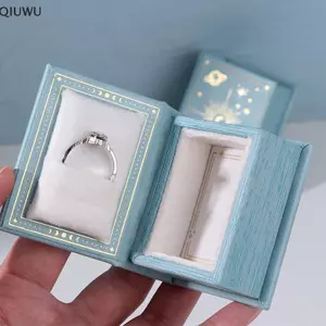 QIUWU 1 Hộp đựng nhẫn hình sách bằng da PU có lớp lót vải da lộn Nắp lật sáng tạo Hộp đựng nhẫn từ tính Hộp quà tặng trang sức Accessorie.