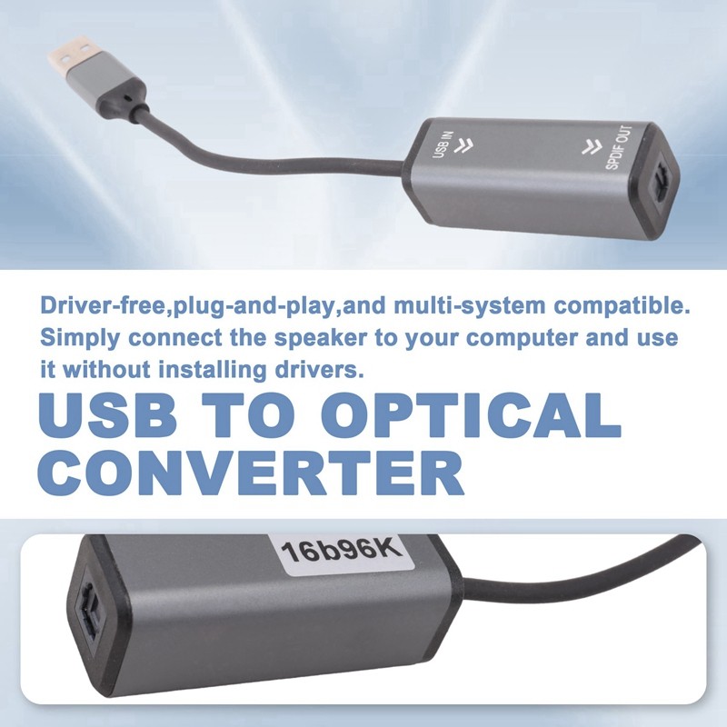 Bộ chuyển đổi âm thanh USB sang quang học Bộ chuyển đổi USB sang SPDIF 16bit / 96KHZ để kết nối máy tính xách tay với Soundbar