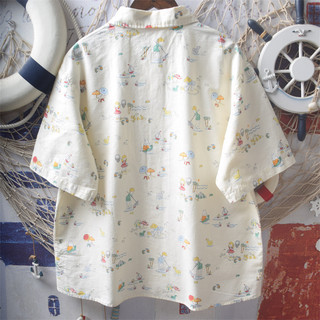 Áo sơ mi cotton graffiti in kỹ thuật số cho trẻ em, màu hải quân, hàng sẵn có