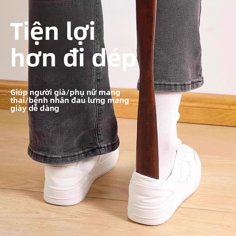 Gỗ Chắc Chắn Shoehorn Tay Cầm Dài Hộ Gia Đình Phụ Nữ Mang Thai Đeo Dụng Cụ Giày Kéo Dài Giày Chọn Người Cao Tuổi Không Uốn Cong Trên Trẻ Em Giày Li