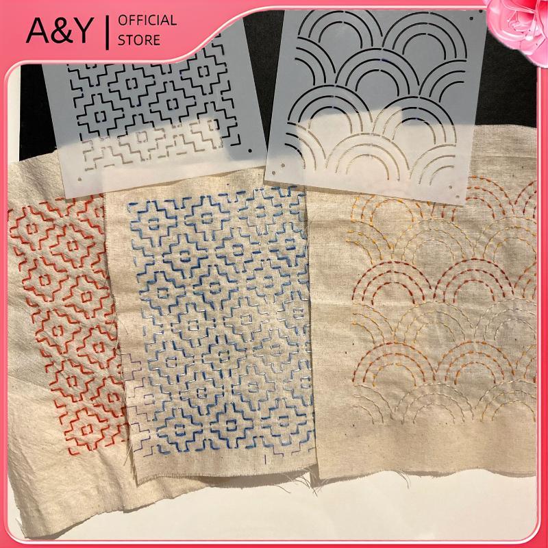 Bộ mẫu thêu A & Y Sashiko có thể tái sử dụng Quilting Stencil cho các dự án may vá DIY thủ công Nhiều kích cỡ tùy chọn.