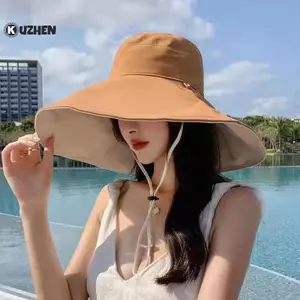 KUZHEN Mũ Rộng Vành Chống Nắng Cho Nữ, Chống Tia UV, Gấp Gọn, Phù hợp Đi Bộ và Đi Biển