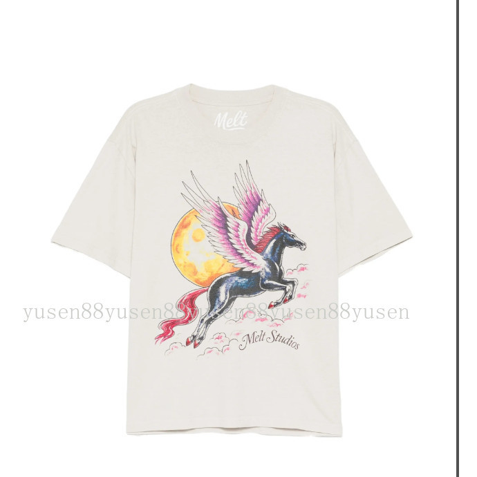 Áo thun cổ tròn ngắn tay phong cách mới, in họa tiết Pegasus