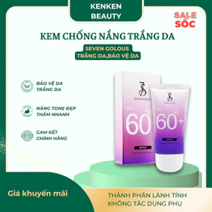Kem chống nắng trắng da SEVEN GOLOUS SPF 60+ PA+++ tuýp 60g hàng Nội Địa Hàn Quốc nâng tone đẹp,thấm nhanh, k vệt trắng.