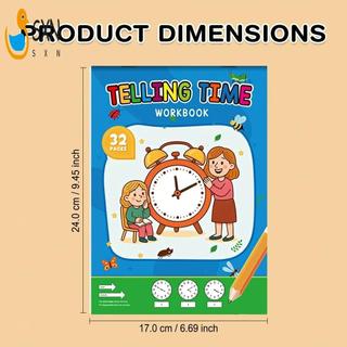 Nhãn dán đồng hồ giáo dục cho trẻ em Bộ dụng cụ học tập thời gian 2-6 có sách bài tập thực hành