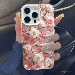 Ốp Điện Thoại Nữ Toàn Màn Hình Hoa Hồng Hồng Thích Hợp Cho iPhone 12promax 12 13 14 15 promax xr xs 11pro 16promax 17promax 17 16 15 plus 14pro Ốp Chống Sốc