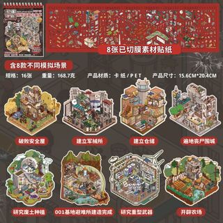 Yuxian Survival Road Micro Kinh Dị Cảnh Quan Miếng Dán Bộ Sưu Tập 3D Kinh Dị Ba Chiều Thu Nhỏ Cảnh Tự Làm Miếng Dán Đồ Chơi