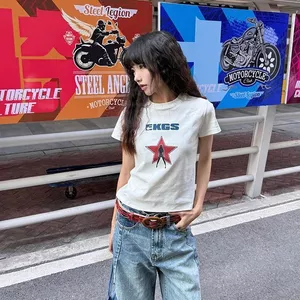 Áo thun ngắn tay đeo vai kiểu Mỹ, form slim-fit, thời trang mùa hè