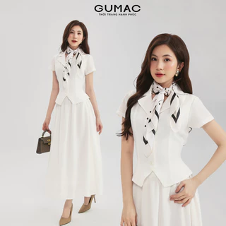 Set lẻ Áo kiểu nữ GUMAC cổ danton LAG0112 - Chân váy xòe GUMAC lưng rời LVG0113
