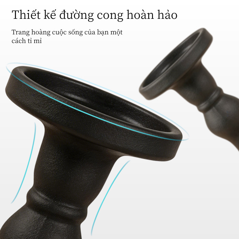 Đế Nến Cột La Mã Màu Đen Cao Cấp - Giá Nến Phong Cách Cổ Điển, Phụ Kiện Trang Trí Nhà Cửa Sang Trọng