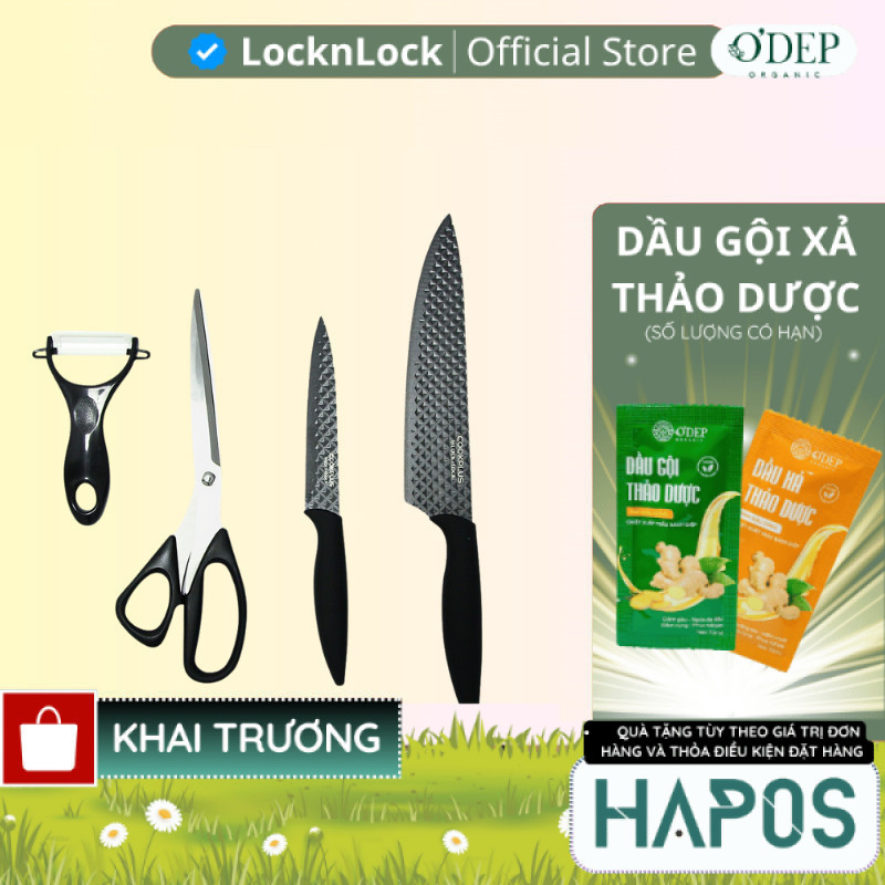 Bộ dao nhà bếp 4 món LocknLock Kitchen Knife Set - Màu đen Chính hãng ...