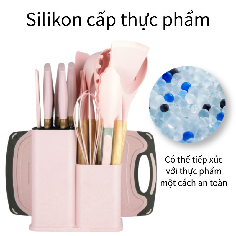 Bộ dao nhà bếp cao cấp 19 món, chống trơn chống nóng chống dính, kèm hộp đựng sang trọng, lưỡi sắc bén