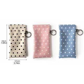 PLANED Hộp Đựng Kính Tự Động Đóng, Hộp Kính Di Động Kẹp Chấm Bi, Có Móc Khóa, Phong Cách Hàn Quốc, Túi Da Đóng Nam Châm, Phụ Kiện Nữ