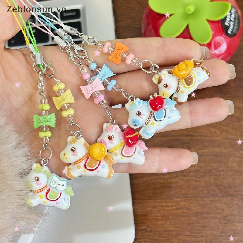 # HB # 1 / 5 Chiếc Hoạt Hình Dễ Thương Pony Móc Khóa Sáng Tạo Ngựa Đính Hạt Dây Đeo Điện Thoại Di Động Mặt Dây Chuyền Ba Lô Trang Trí Phụ Kiện Quà Tặng.