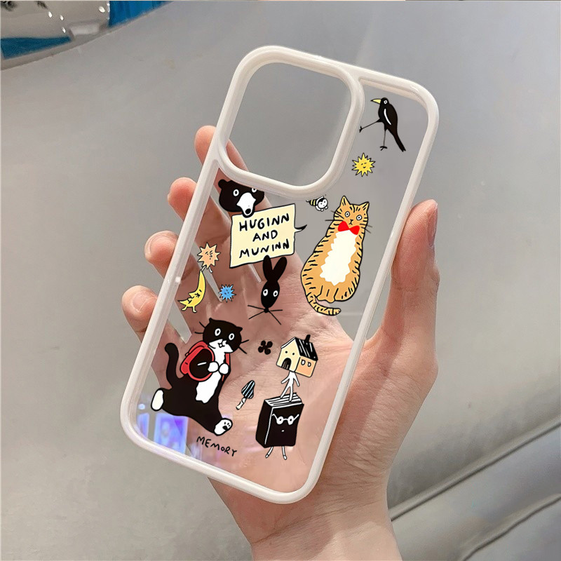 Vỏ Tương Thích Cho Samsung A06 A26 A55 A56 A35 A54 A36 A05S A15 A16 A12 A52 A34 5G A32 Line Cat Minh Họa Acrylic Trong Suốt Chống Sốc