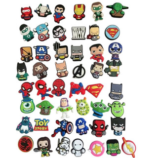 Set 10 jibbitz charm siêu nhân anh hùng, charm 2d dẻo trang trí dép