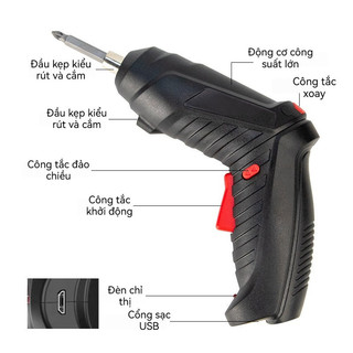 2026 bền bỉ Máy khoan vít cầm tay máy bắn vít pin mini đa năng 47 phụ kiện bắt vít 2 chiều tặng kèm sạc và hộp đựng