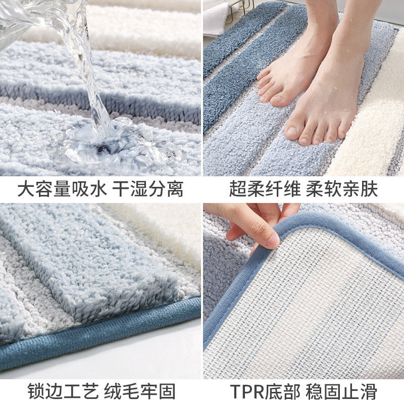 [Minimalist] Thảm Nhà Tắm Lông Cừu Phối Màu Gradient - Thảm Lau Chân Siêu Thấm Hút Chống Trượt Cao Cấp Decor Phòng Ngủ/Nhà Vệ Sinh