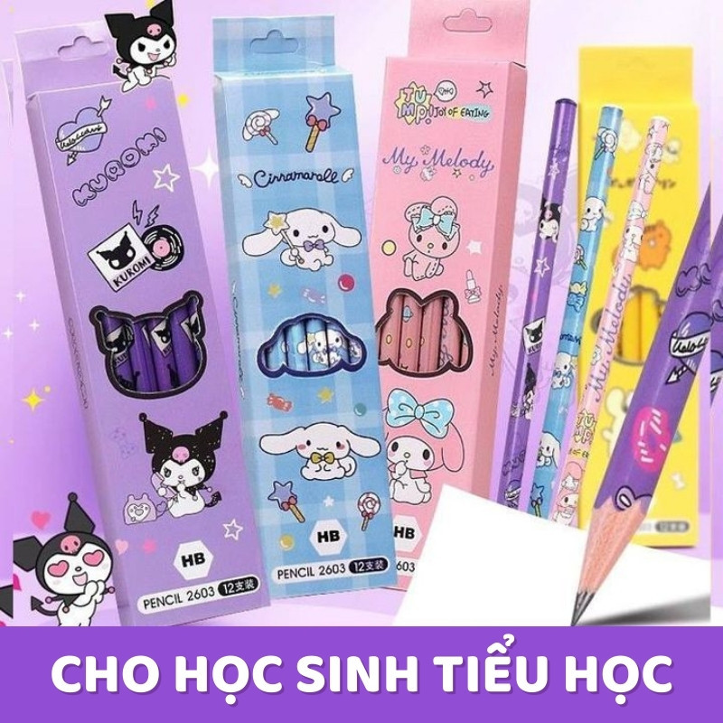 Bút chì in hình hoạt hình chất lượng, combo 24 bút chì HB cao cấp dành tặng các bé bắt đầu hành trình vào lớp 1