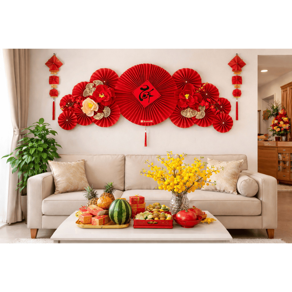 Set Phụ Kiện Trang Trí Nhà Tết Nguyên Đán, Phụ Kiện Decor Trang Trí Nhà Cửa Tết, Treo Tường May Mắn