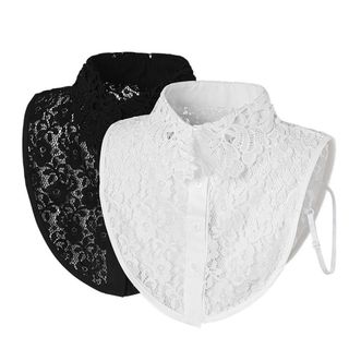 OAKANDME - Cổ ren giả có thể tháo rời, phụ kiện khăn quấn thời trang cho nữ và bé gái màu đen trắng