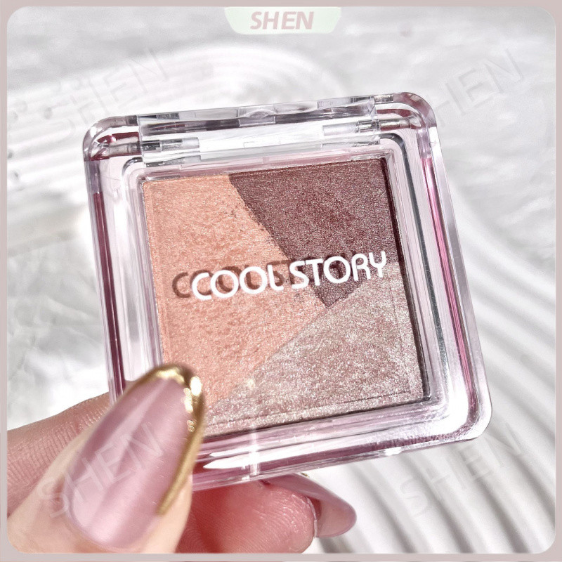 Một Bảng Trang Điểm COOLSTORY Nướng Phấn Mắt 3 Màu Ngọc Trai Matte Primer Làm Sâu Sáng Trang Điểm Phấn Mắt Bảng
