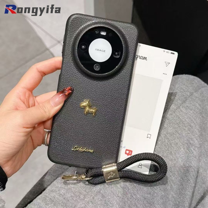 Ốp Điện Thoại Năm Mới Pony Dễ Thương Cho Honor X9D X9C Smart X9B X70 X60 X50 GT Pro Magic 7 6 Lite 5G Bao Da Vải PU Vỏ Mềm Chống Sốc Có Dây Buộc