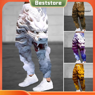 Thiết kế thắt lưng dây rút Quần Polyester chất lượng cao Quần chạy bộ in hình rồng dành cho nam Quần nỉ thời trang cho phòng tập thể dục Du lịch Thiết kế 3d hợp thời trang với Đông Nam