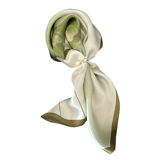 Khăn lụa vuông 53x53cm, 100% lụa dâu tằm màu hoa sen, cao cấp