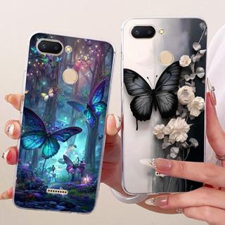 Sang Trọng Hoa Bướm Nơ Họa Tiết Vỏ Cho Xiaomi Redmi 6 6A Ốp điện thoại Silicon Mềm Trong Suốt Cho Xiomi Redmi6