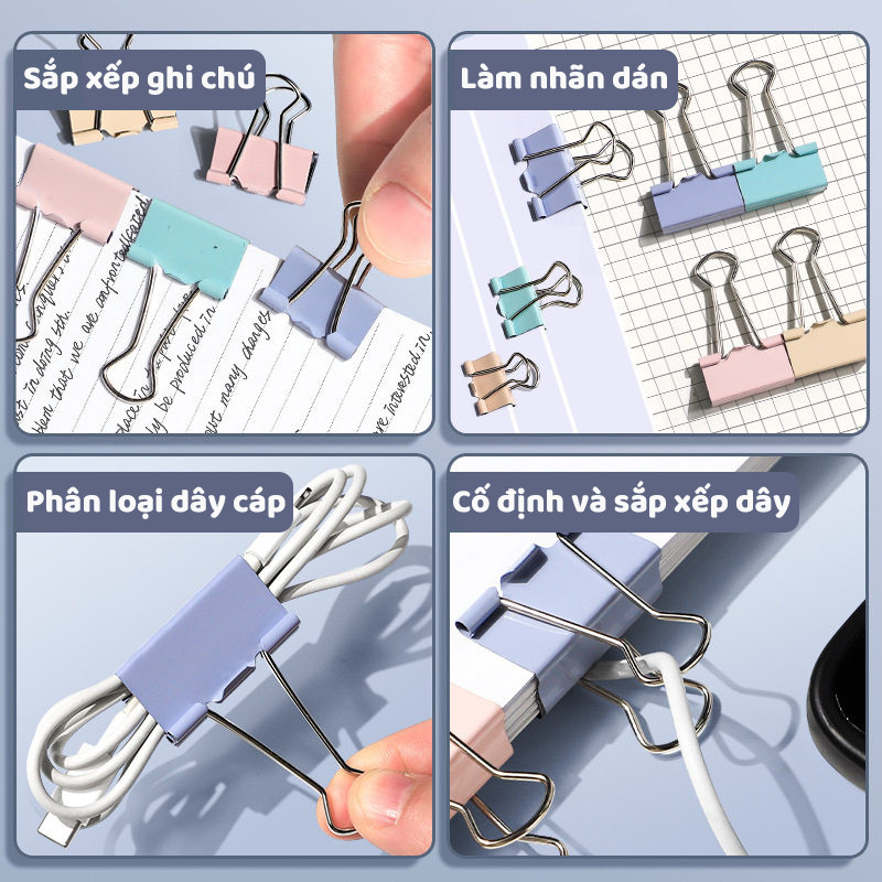 Kẹp tài liệu mini kim loại kẹp bướm A4 pastel - Phụ kiện không thể thiếu, màu pastel dịu nhẹ, chất liệu đảm bảo