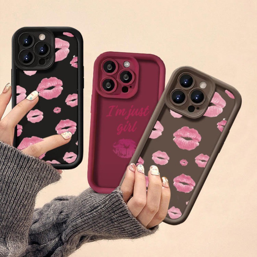 Tương thích cho OPPO Reno 12 Pro Reno 11 Pro 11F 10 8 Pro + Reno 8T 5F Ốp điện thoại Vỏ mềm silicon hình môi hồng Kiss