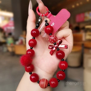 Dây Điện Thoại Di Động Đính Hạt Mặt Dây Cổ Tay Nữ Nơ Tròn Hạt Trang Sức Dây Chuyền Đẹp Trai Niche Tinh Tế Cao Cấp Phong Cách Ngắn