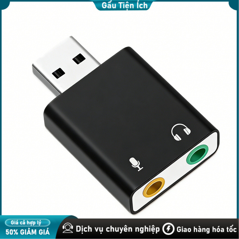 USB sound card ngoài 7.1 kênh, vỏ nhôm - Đầu/Card Âm Thanh USB，Hỗ trợ âm thanh 7.1 / 7.1 kênh，Cắm và chạy