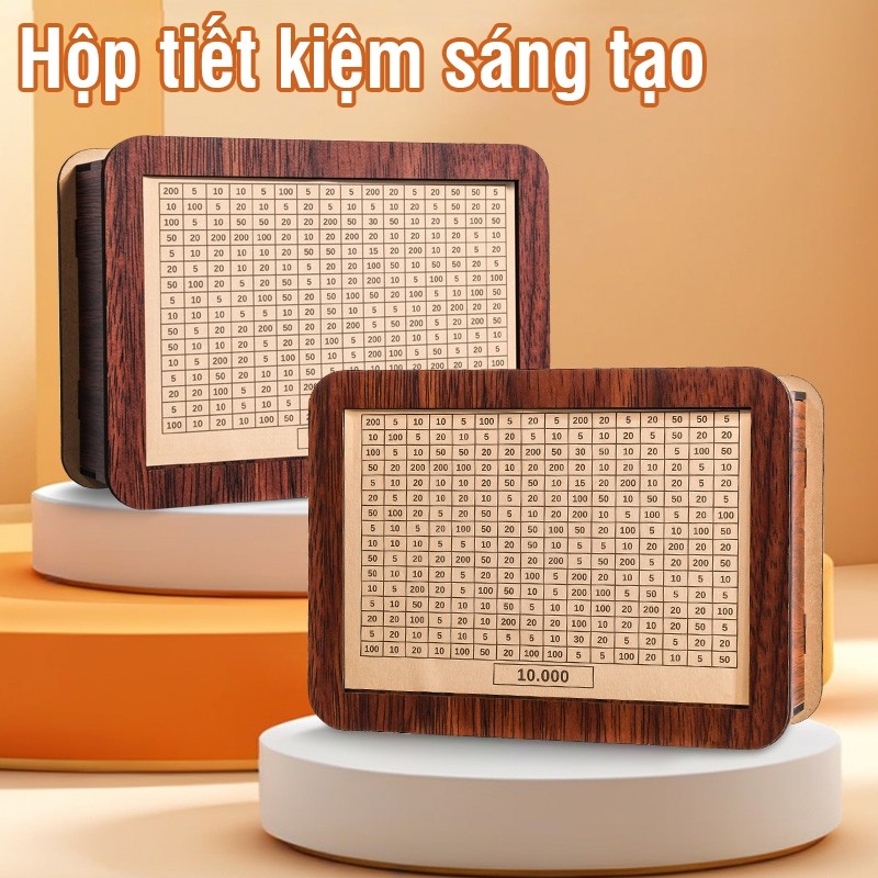 Hộp gỗ tiết kiệm tiền chắc chắn, ống đựng tiền xu tiền giấy tiện lợi, mẫu mã đa dạng dễ chọn thử thách tiết kiệm