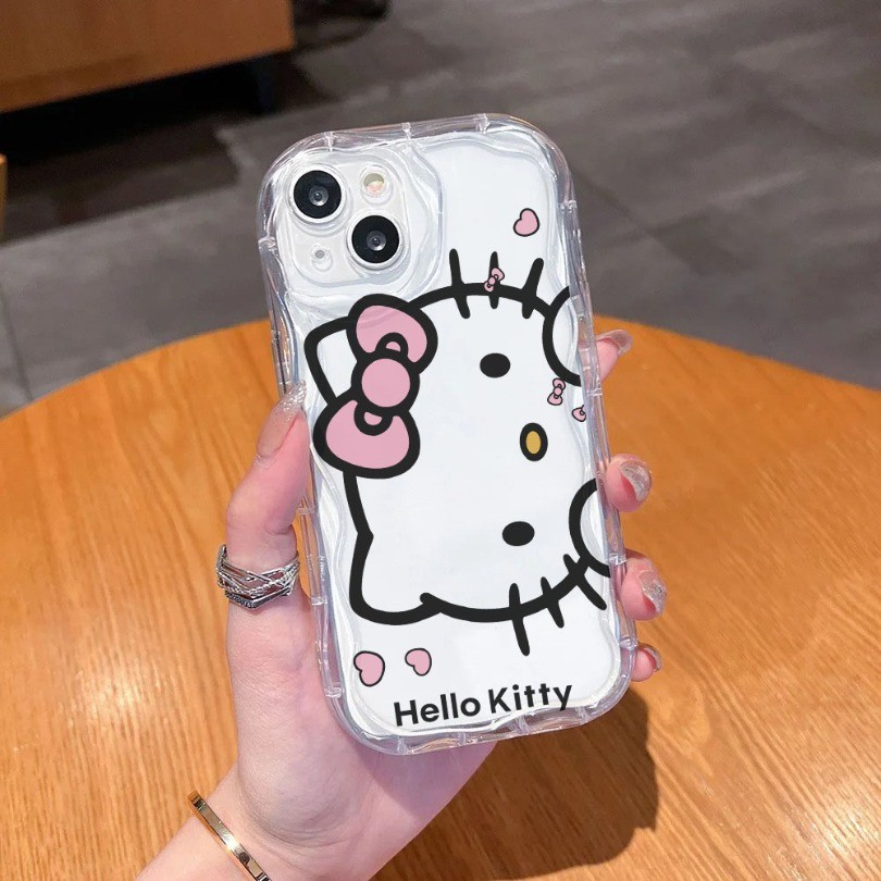 Ốp Sóng Hellos Kittys Màu Hồng Ngộ nghĩnh Cho Tecno Spark 10 Pro 20C 10C 30 30C Go2 GO1 1S GO 2025 GO 2024 Camon 30 Vỏ Sóng 3D Ốp điện thoại Mềm