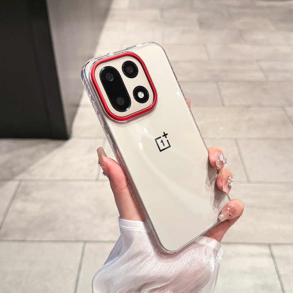 Dành Cho Oneplus 15 Màu Vận Chuyển Series Trong Suốt Vòng Tròn Đỏ Cứng Ốp Lưng Nước Chống Trơn Trượt Họa Tiết Điện Thoại