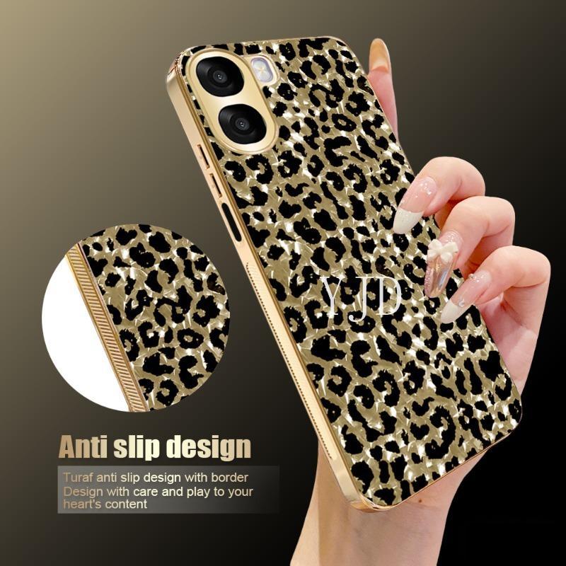 Ốp Lưng Cho OPPO A6 A6X A6s A6t Pro Leopard Print PC Backboard Mạ Điện Khung TPU Chống Rơi Điện Thoại