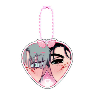 Anime Alien Stage Couple Keychain Heart Shape Acrylic Fun Key Chain Pendant Jewelry Gift