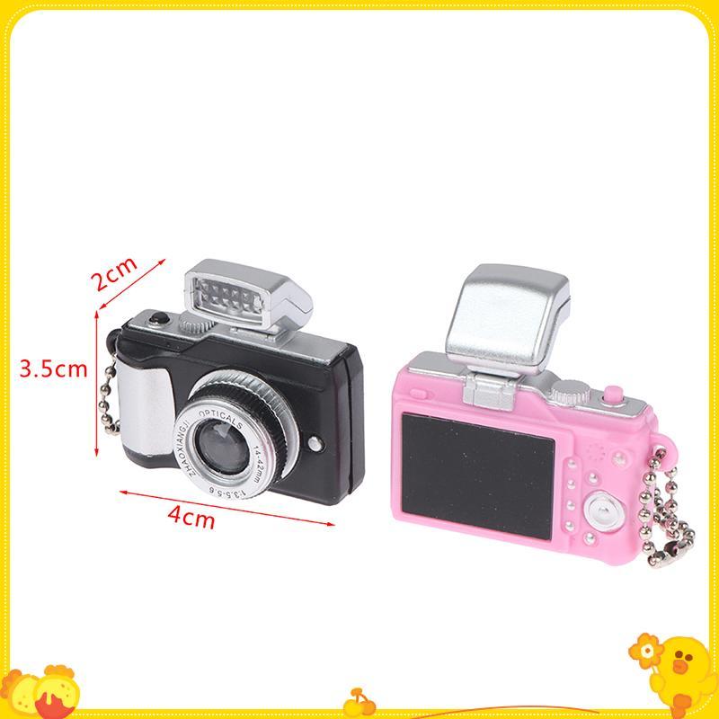 Máy Ảnh Kỹ Thuật Số Mini Mẫu 1: 12 Nhà Búp Bê Camera LED Flash Móc Khóa Trang Trí Đồ Chơi Không