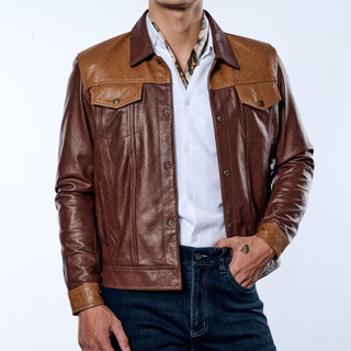 Áo khoác da cừu nam phối hoạ tiết monogram cao cấp FTT Leather chất liệu da cừu bền bỉ AD413P