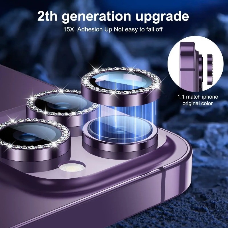 Dành Cho Apple iPhone 15 16 Pro Max Plus Điện Thoại Camera Bảo Vệ Ống Kính Vòng Dành Cho iPhone 15ProMax 15Pro 16ProMax 16Pro 16Plus 15Plus Kim Cương Kim Loại Bảo Vệ Ống Kính Kính Kính Phim