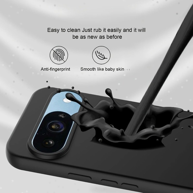 Ốp Điện Thoại Cạnh Thẳng Lỏng Trên Cho Google Pixel 8 8A 9 9A 10 10A Pro XL 6.8 Full Cover Chống Cháy Nổ Chống Rơi Ốp Lưng TPU Mềm Fundas