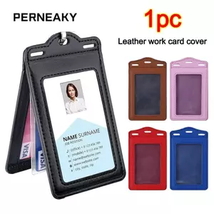 Giá đỡ huy hiệu PERNEAKY, Hộp đựng thẻ ID bằng da PU gấp ba lần, Bền trong suốt có khe cắm thẻ đựng thẻ cho thẻ tên ID Thẻ tên doanh nghiệp Thẻ ID sinh viên