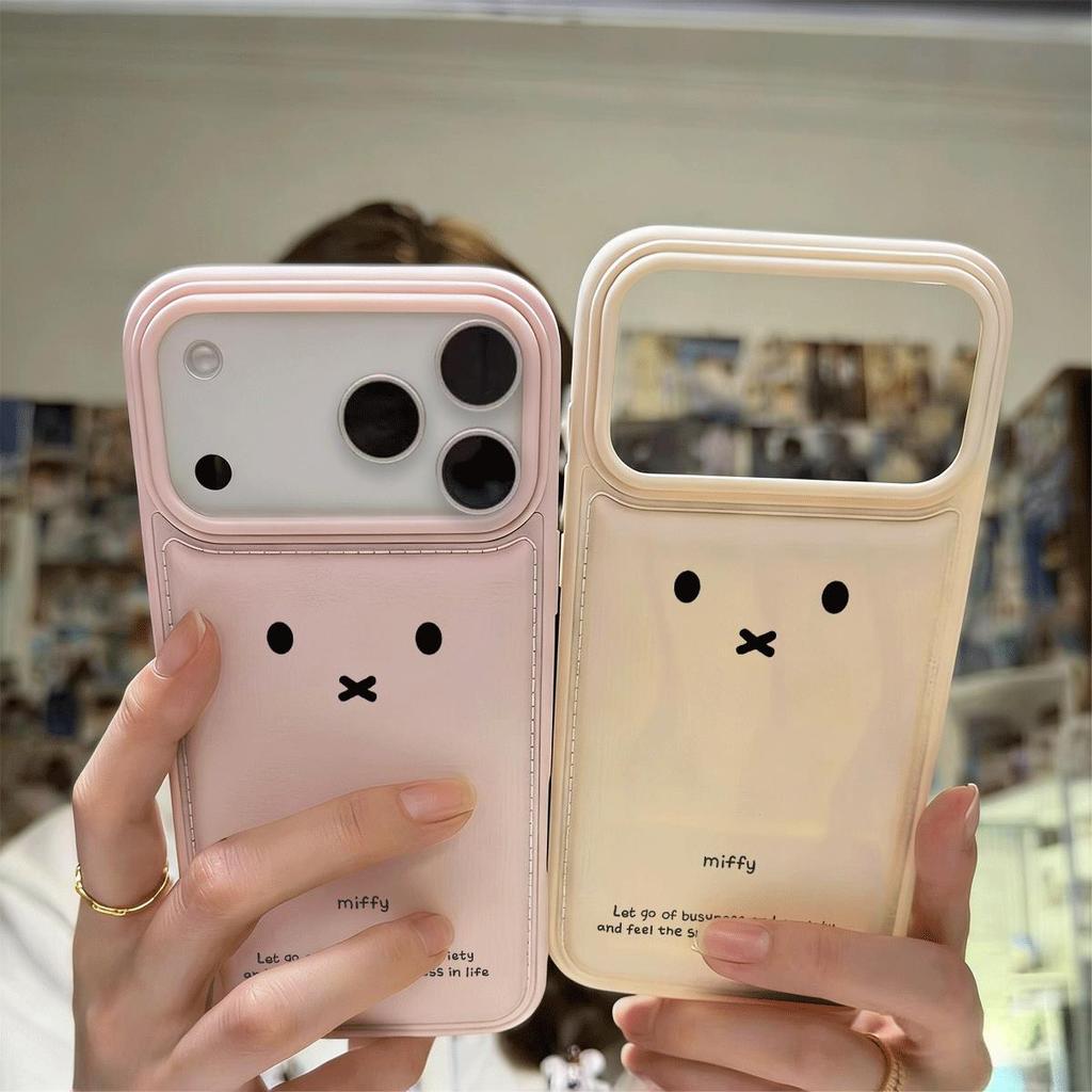 Thỏ dễ thương mắt đen cho trường hợp iPhone 17Pro 15plus Nhật Bản Hàn Quốc 1312pro Tính cách 11 lỗ lớn