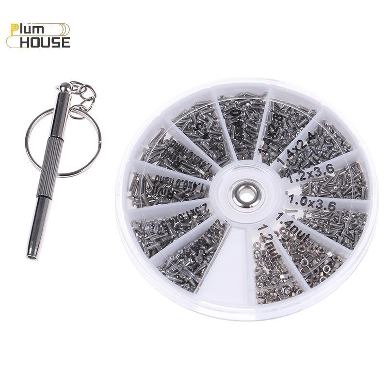 PlumHOUSE 600 Chiếc Ốc Vít Nhỏ Đai Ốc + Tua Vít Đồng Hồ Kính Mắt Kính Dụng Cụ Sửa Chữa Mới VN