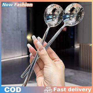 Thép không gỉ muỗng Hàn Quốc Dài xử lý Bộ đồ ăn dày khuấy đá muỗng bữa ăn muỗng gia đình bữa ăn tối muỗng