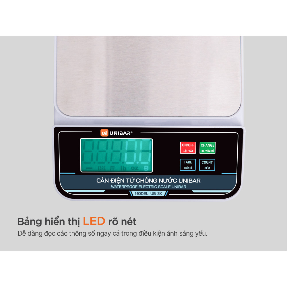 (Chính Hãng) Cân Điện Tử Chống Nước Unibar UB 3K Chính Xác Chất Liệu Cao Cấp Bền Bỉ